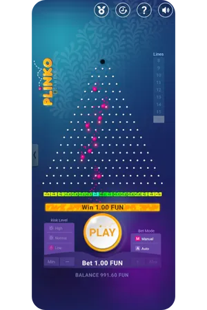 Plinko osmnáct řádků nízko