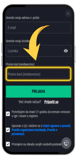 Ispunite polje za promotivni kod